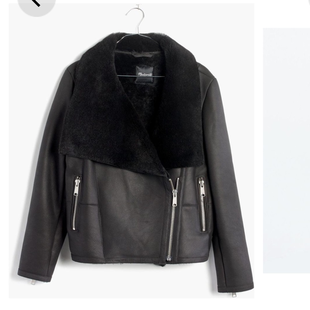Madewell Leather and Shearling Motorcycle Jacket